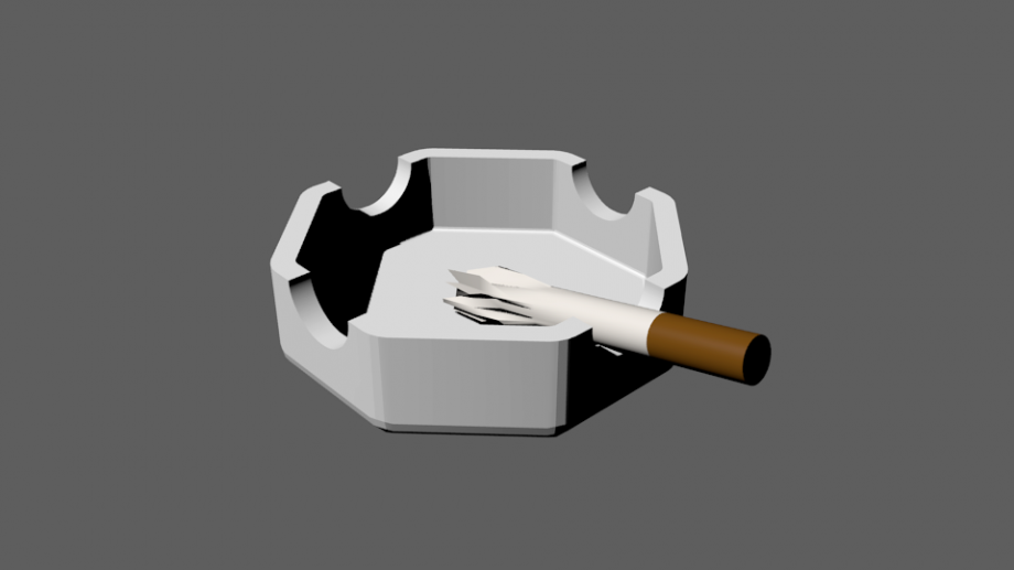 Ashtrays & Cigarettes Low Poly Free 3D Model .blend .obj .fbx Free3D