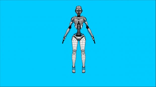 Sci-Fi Female Robot Rig royalty-free 3d model - Preview no. 3