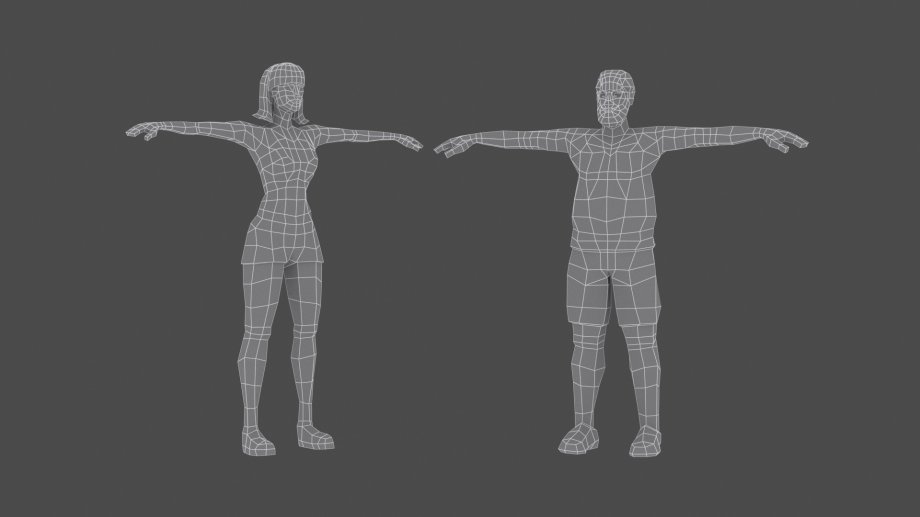 Lowpoly风格的市中心情侣3D角色 royalty-free 3d model - Preview no. 3