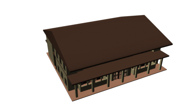 School Building royalty-free 3d model - Preview no. 2