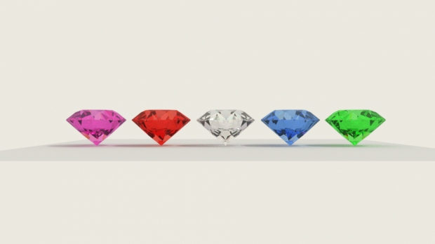 Colored Diamonds royalty-free 3d model - Preview no. 1
