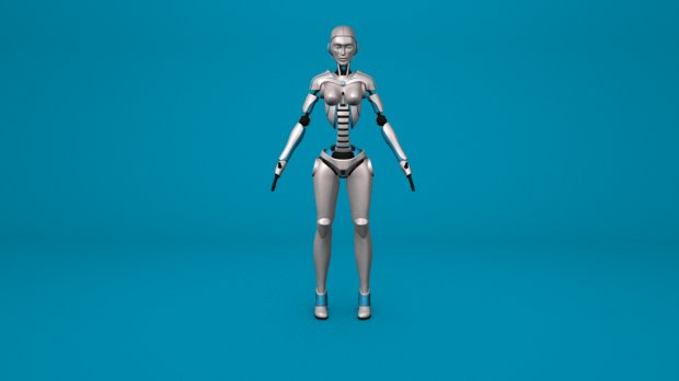 Sci-Fi Female Robot Rig royalty-free 3d model - Preview no. 6