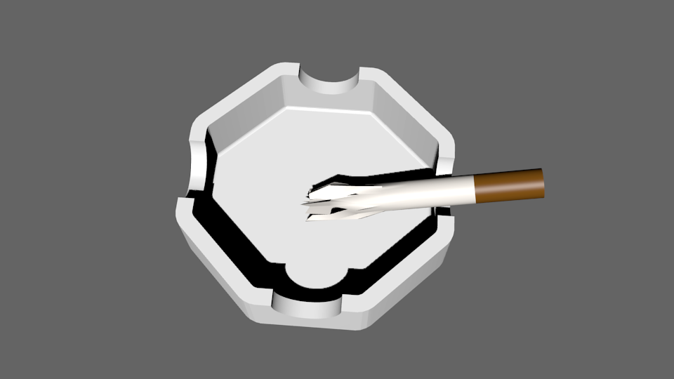Ashtrays & Cigarettes Low Poly Free 3D Model .blend .obj .fbx Free3D
