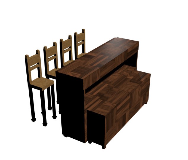 Bar Chairs And Table Free 3D Model .blend .fbx .obj Free3D