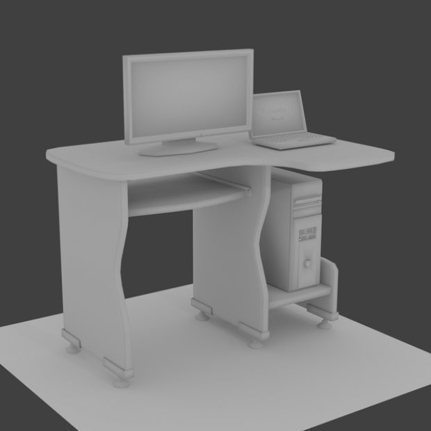 Computing Desk Free 3D Model .obj .dae .fbx .mtl Free3D