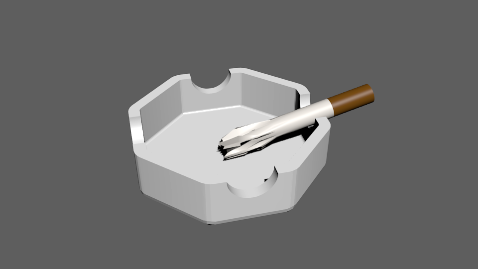 Ashtrays & Cigarettes Low Poly Free 3D Model .blend .obj .fbx Free3D