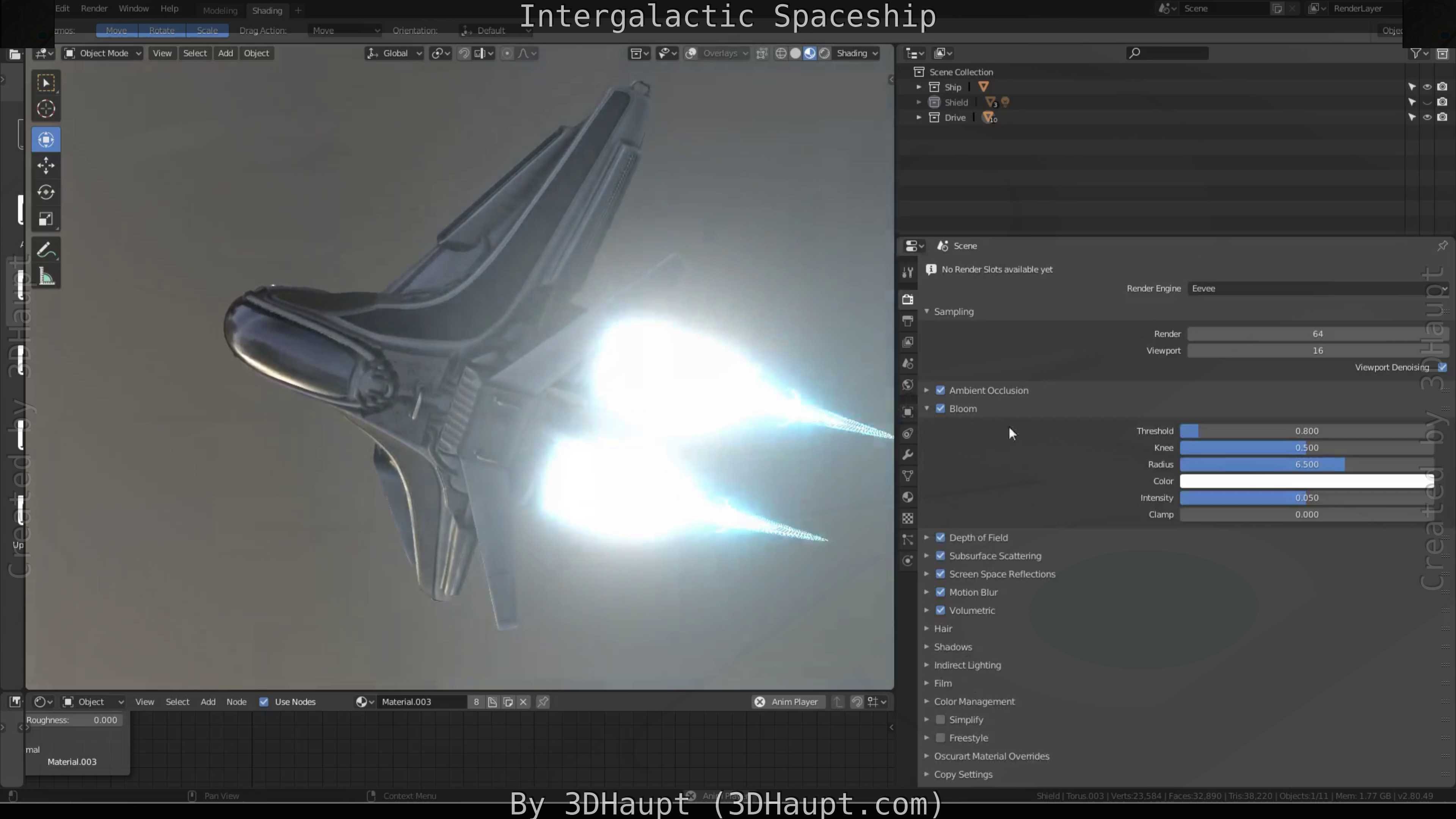 Intergalactic Spaceship in Blender 2.8 Eevee Free 3D Model .unity
