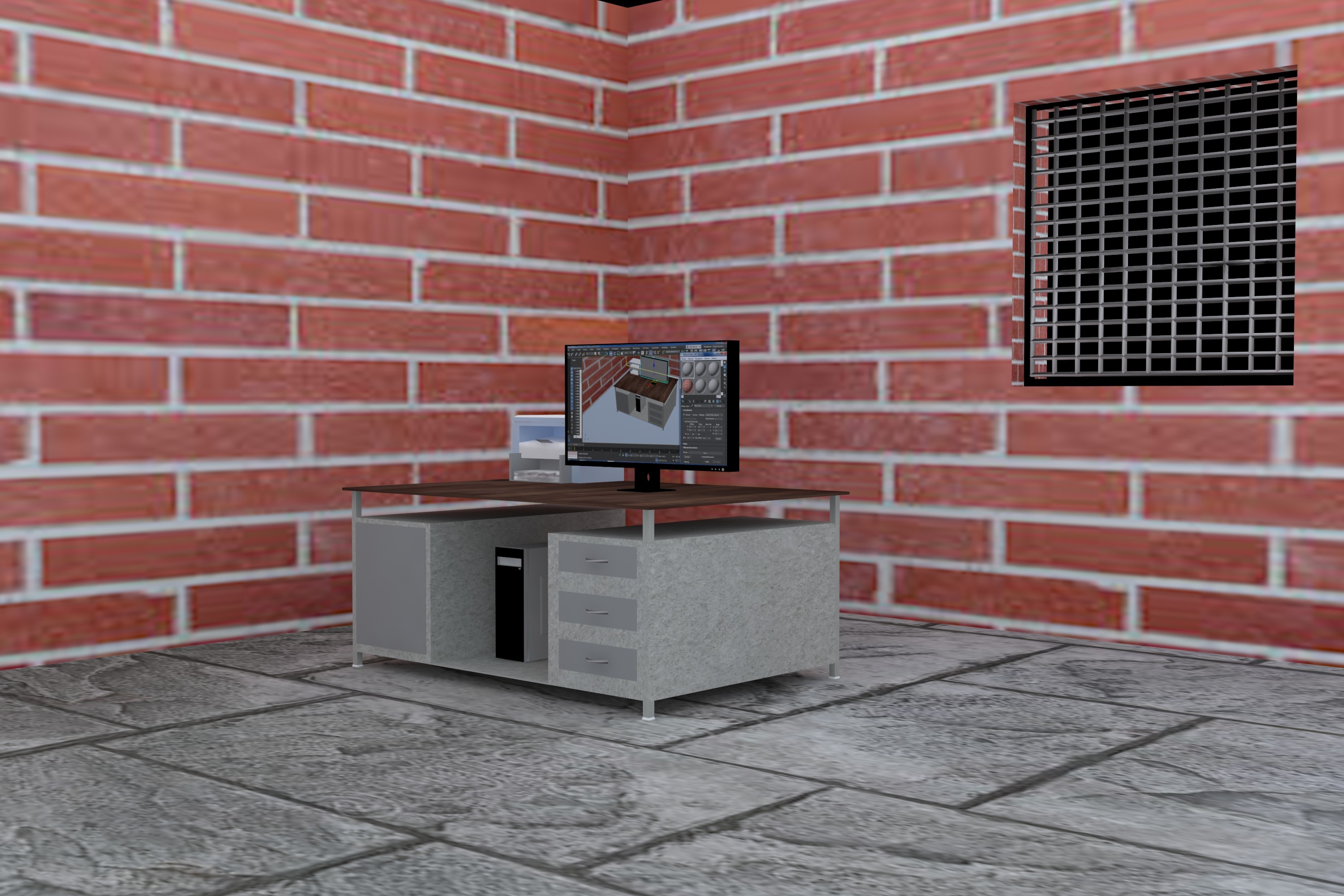 Computer with printer Free 3D Model - .max - Free3D