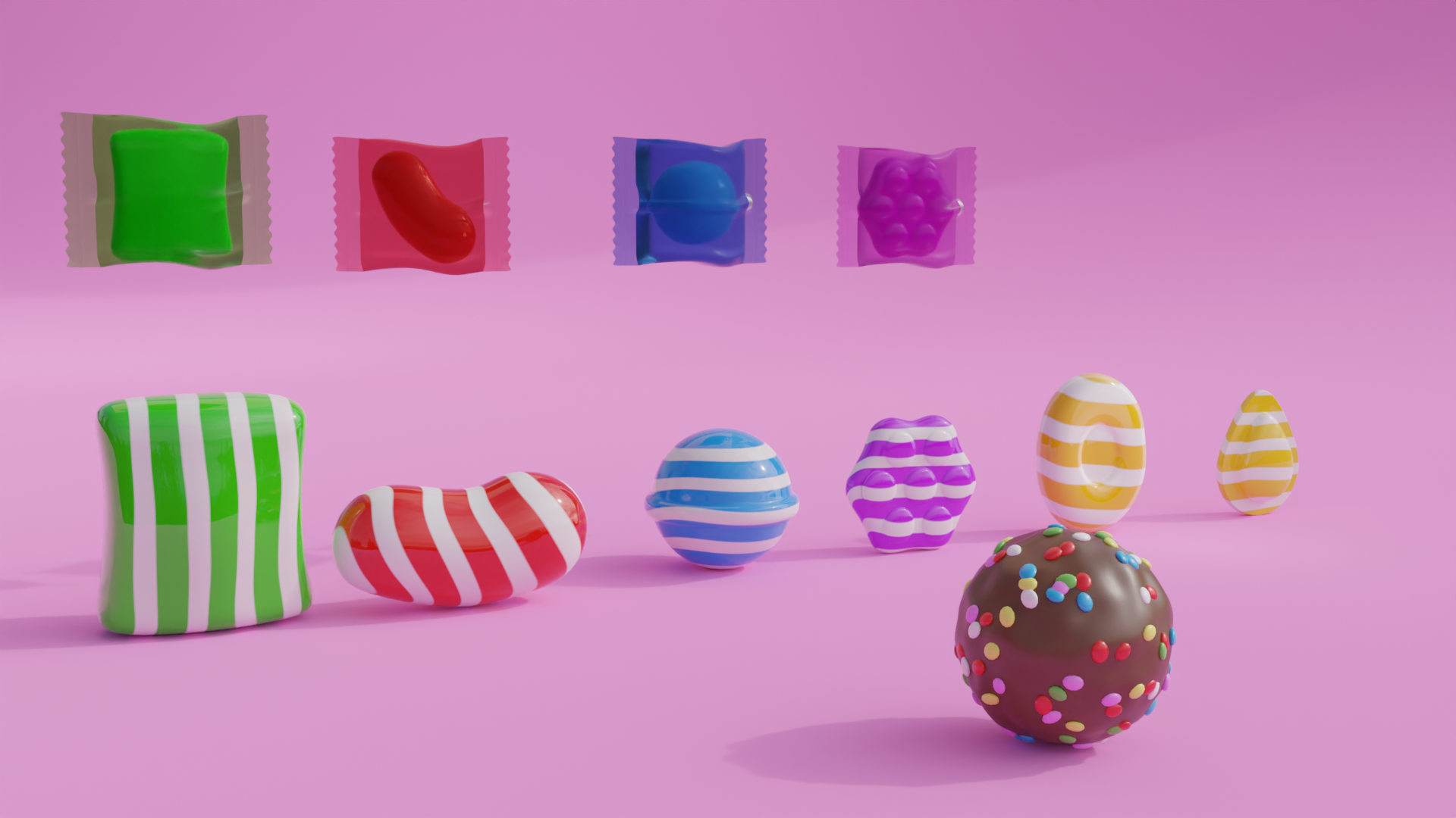 Candy Crush Candies Free 3D Model .blend Free3D